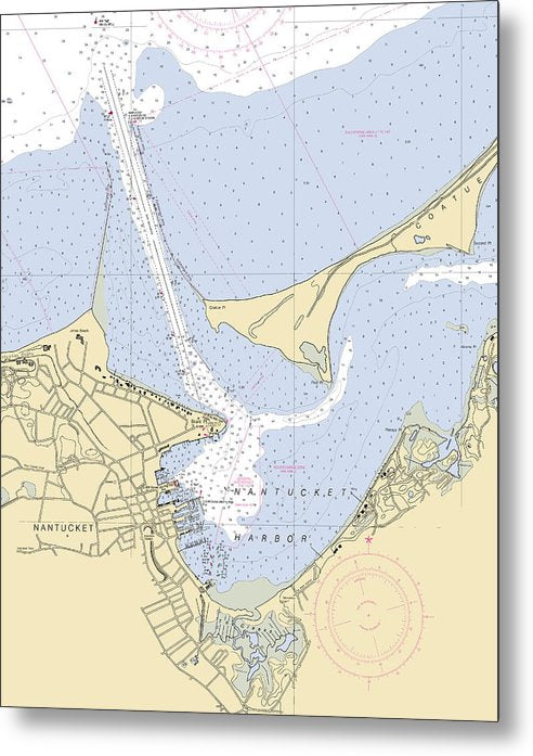 A beuatiful Metal Print of the Nantucket Harbor-Massachusetts Nautical Chart - Metal Print by SeaKoast.  100% Guarenteed!