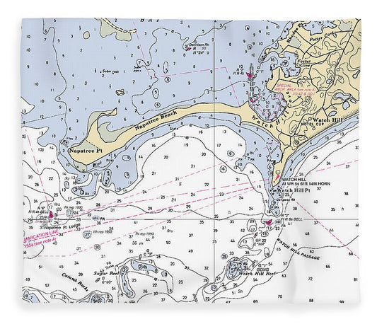 Napatree Beach Rhode Island Nautical Chart Blanket