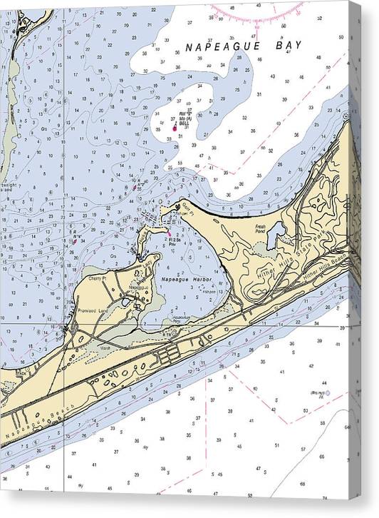 Napeague Harbor-New York Nautical Chart Canvas Print