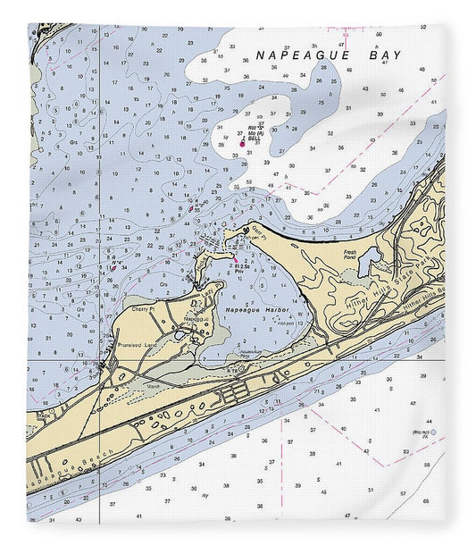 Napeague Harbor New York Nautical Chart Blanket