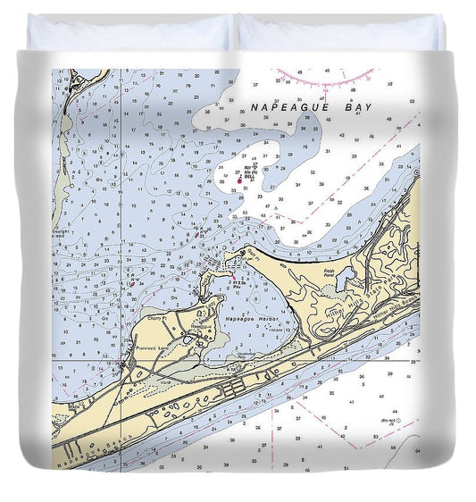 Napeague Harbor New York Nautical Chart Duvet Cover