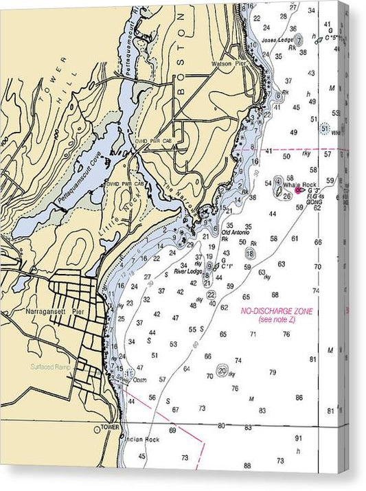 Narragansett Pier-Rhode Island Nautical Chart Canvas Print