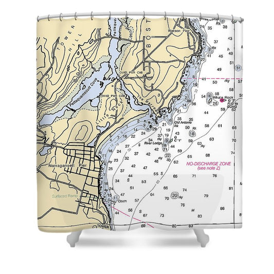 Narragansett Pier Rhode Island Nautical Chart Shower Curtain