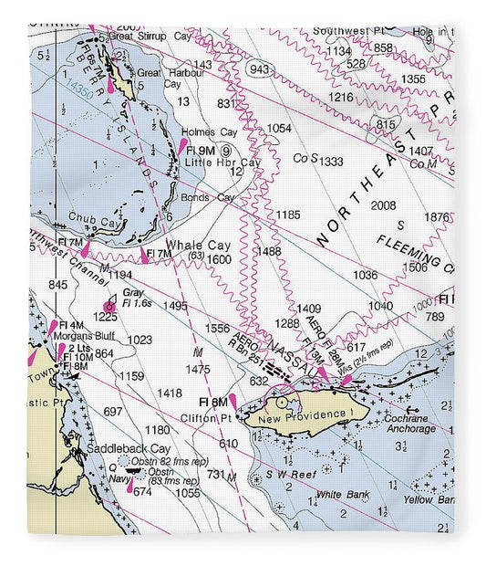 Nassau Bahamas Nautical Chart Blanket