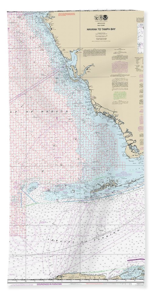 Nautical Chart-1113a Havana-tampa Bay (oil-gas Leasing Areas) - Bath Towel