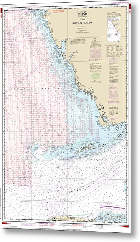 A beuatiful Metal Print of the Nautical Chart-1113A Havana-Tampa Bay (Oil-Gas Leasing Areas) - Metal Print by SeaKoast.  100% Guarenteed!