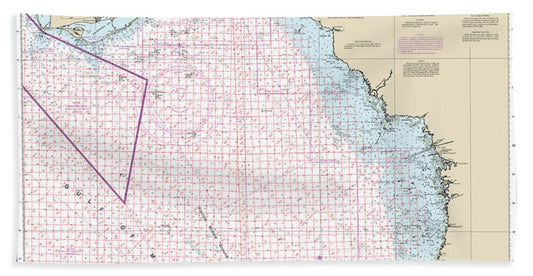 Nautical Chart-1114a Tampa Bay-cape San Blas (oil-gas Leasing Areas) - Bath Towel