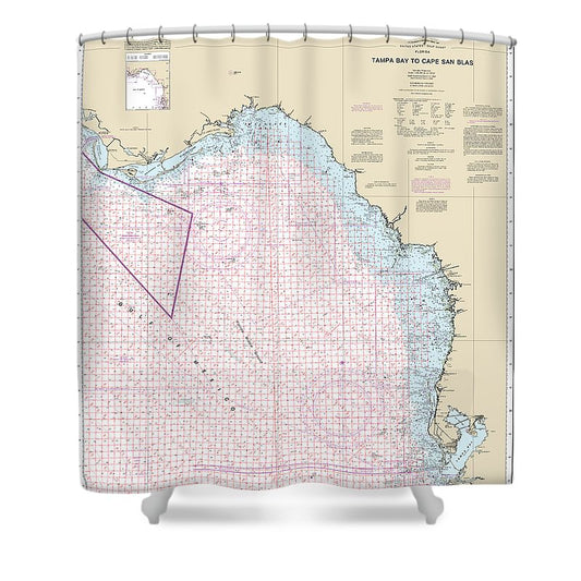 Nautical Chart 1114A Tampa Bay Cape San Blas (Oil Gas Leasing Areas) Shower Curtain