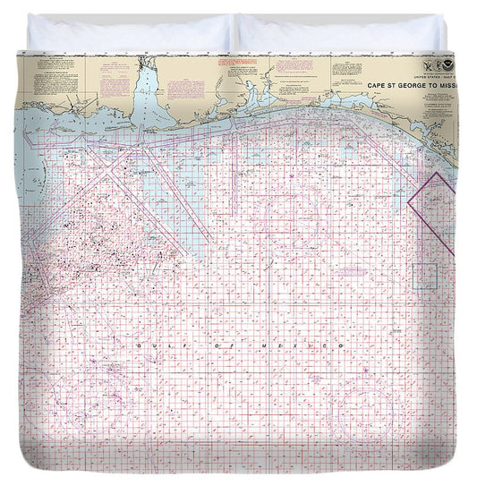 Nautical Chart 1115A Cape St George Mississippi Passes (Oil Gas Leasing Areas) Duvet Cover