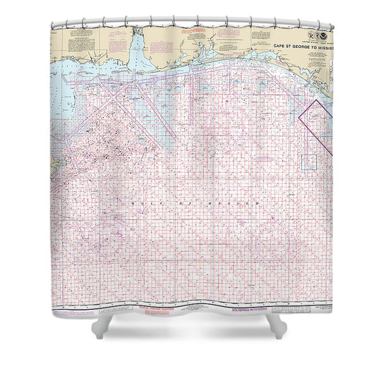 Nautical Chart 1115A Cape St George Mississippi Passes (Oil Gas Leasing Areas) Shower Curtain