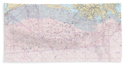 Nautical Chart-1116a Mississippi River-galveston (oil-gas Leasing Areas) - Bath Towel