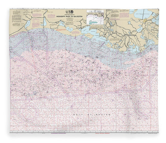 Nautical Chart 1116A Mississippi River Galveston (Oil Gas Leasing Areas) Blanket