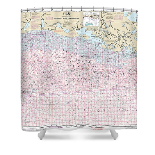 Nautical Chart 1116A Mississippi River Galveston (Oil Gas Leasing Areas) Shower Curtain
