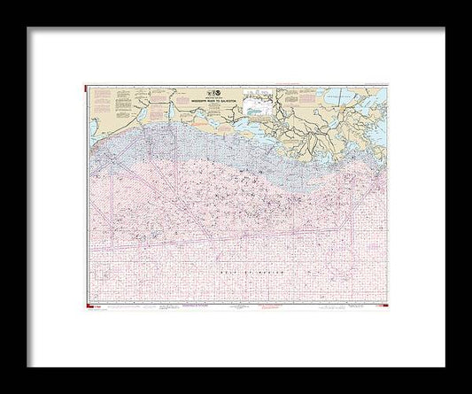 A beuatiful Framed Print of the Nautical Chart-1116A Mississippi River-Galveston (Oil-Gas Leasing Areas) by SeaKoast