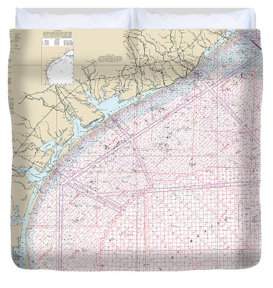 Nautical Chart 1117A Galveston Rio Grande (Oil Gas Leasing Areas) Duvet Cover