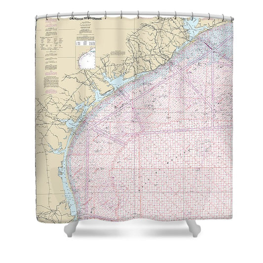Nautical Chart 1117A Galveston Rio Grande (Oil Gas Leasing Areas) Shower Curtain