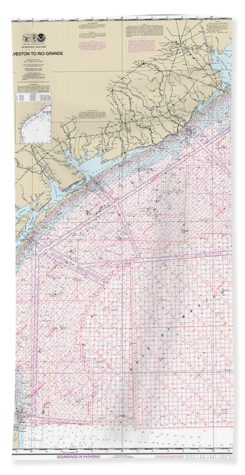Nautical Chart-1117a Galveston-rio Grande (oil-gas Leasing Areas) - Bath Towel