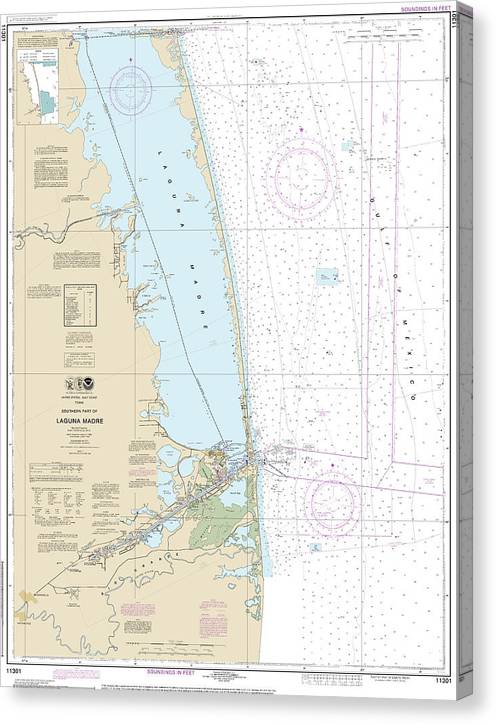 Nautical Chart-11301 Southern Part-Laguna Madre Canvas Print