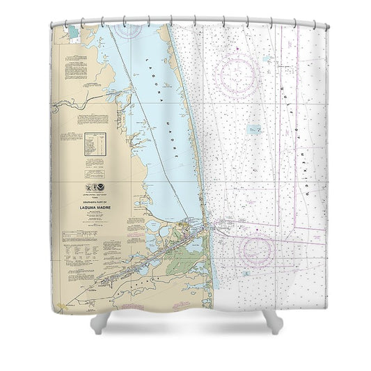 Nautical Chart 11301 Southern Part Laguna Madre Shower Curtain