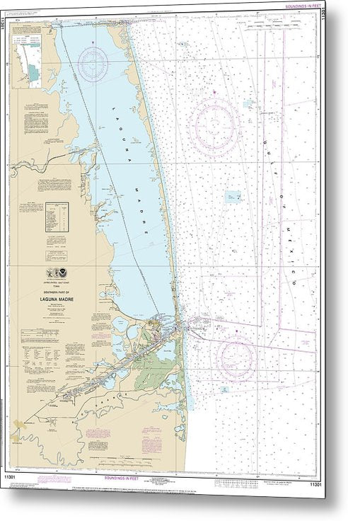 A beuatiful Metal Print of the Nautical Chart-11301 Southern Part-Laguna Madre - Metal Print by SeaKoast.  100% Guarenteed!