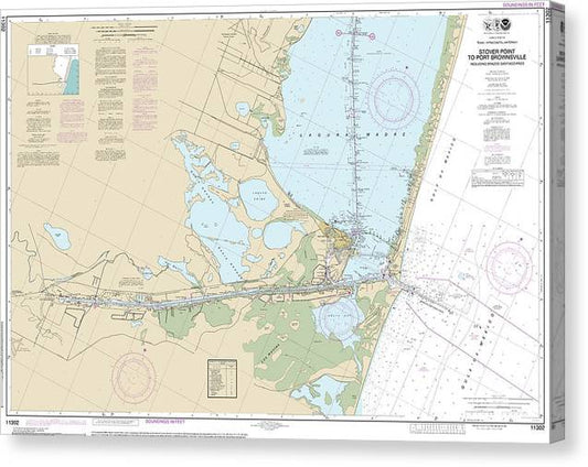 Nautical Chart-11302 Intracoastal Waterway Stover Point-Port Brownsville, Including Brazos Santiago Pass Canvas Print