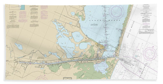 Nautical Chart-11302 Intracoastal Waterway Stover Point-port Brownsville, Including Brazos Santiago Pass - Bath Towel
