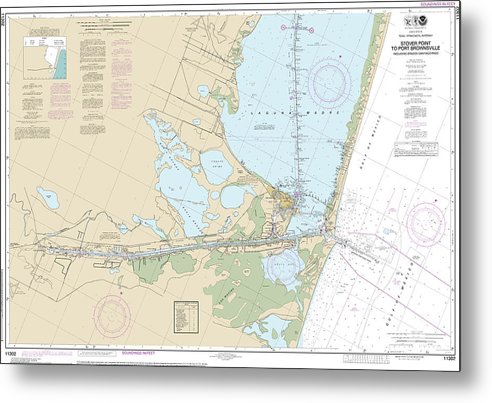 A beuatiful Metal Print of the Nautical Chart-11302 Intracoastal Waterway Stover Point-Port Brownsville, Including Brazos Santiago Pass - Metal Print by SeaKoast.  100% Guarenteed!