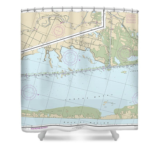 Nautical Chart 11303 Intracoastal Waterway Laguna Madre Chubby Island Stover Point, Including The Arroyo Colorado Shower Curtain