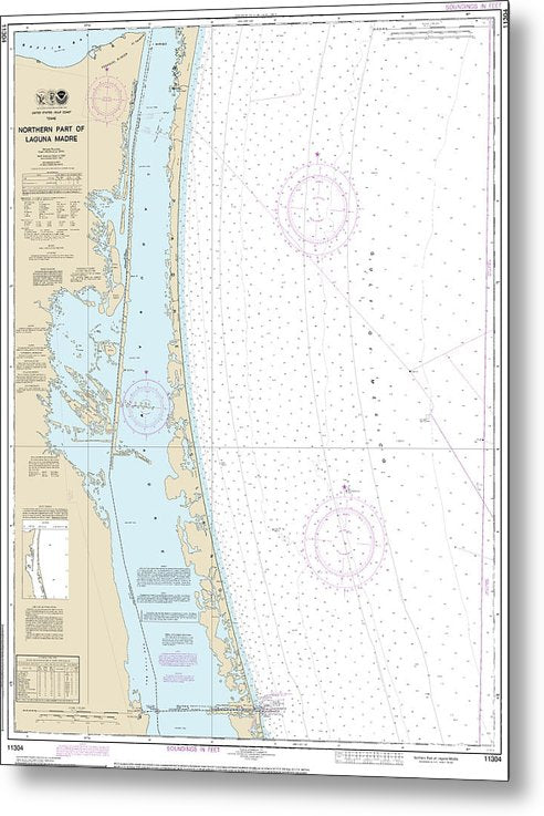 A beuatiful Metal Print of the Nautical Chart-11304 Northern Part-Laguna Madre - Metal Print by SeaKoast.  100% Guarenteed!