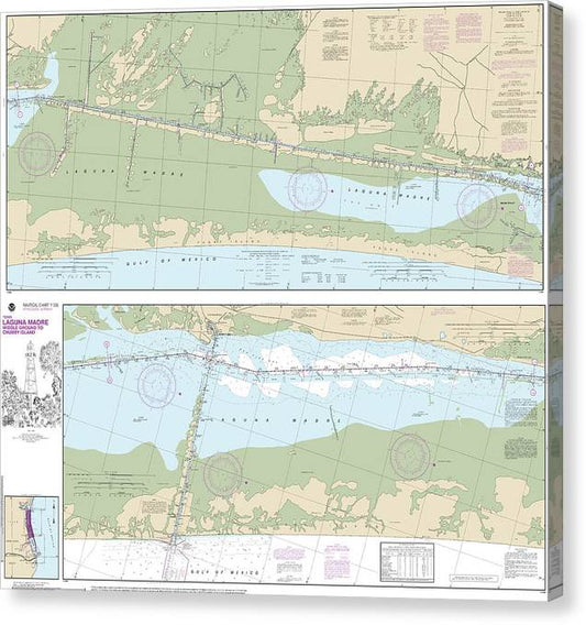 Nautical Chart-11306 Intracoastal Waterway Laguna Madre Middle Ground-Chubby Island Canvas Print