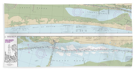 Nautical Chart-11306 Intracoastal Waterway Laguna Madre Middle Ground-chubby Island - Bath Towel