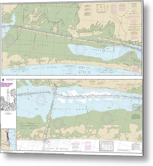 A beuatiful Metal Print of the Nautical Chart-11306 Intracoastal Waterway Laguna Madre Middle Ground-Chubby Island - Metal Print by SeaKoast.  100% Guarenteed!