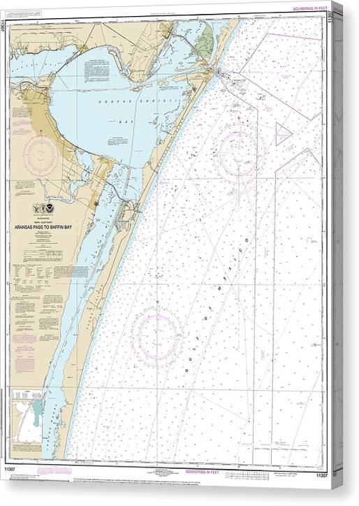 Nautical Chart-11307 Aransas Pass-Baffin Bay Canvas Print