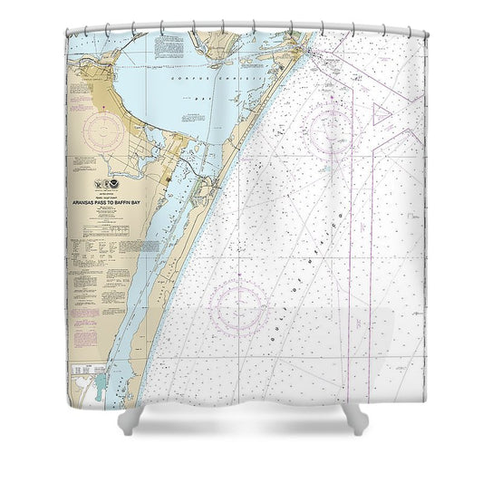 Nautical Chart 11307 Aransas Pass Baffin Bay Shower Curtain