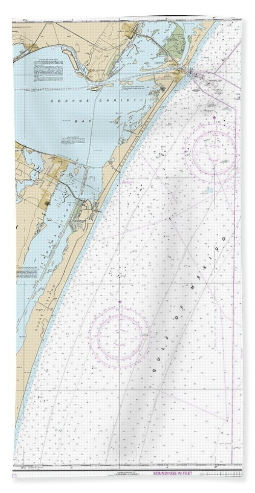 Nautical Chart-11307 Aransas Pass-baffin Bay - Bath Towel