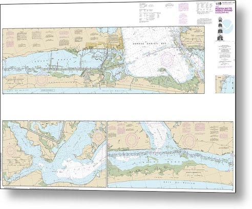A beuatiful Metal Print of the Nautical Chart-11308 Intracoastal Waterway Redfish Bay-Middle Ground - Metal Print by SeaKoast.  100% Guarenteed!