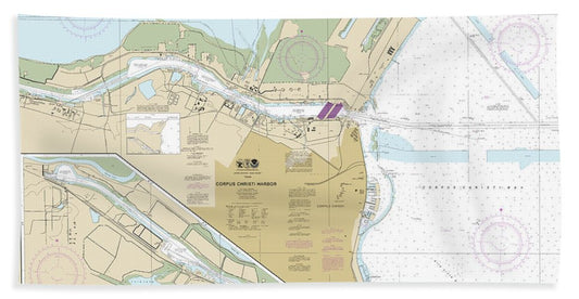Nautical Chart-11311 Corpus Christi Harbor - Bath Towel
