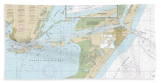 Nautical Chart-11312 Corpus Christi Bay - Port Aransas-port Ingleside - Bath Towel