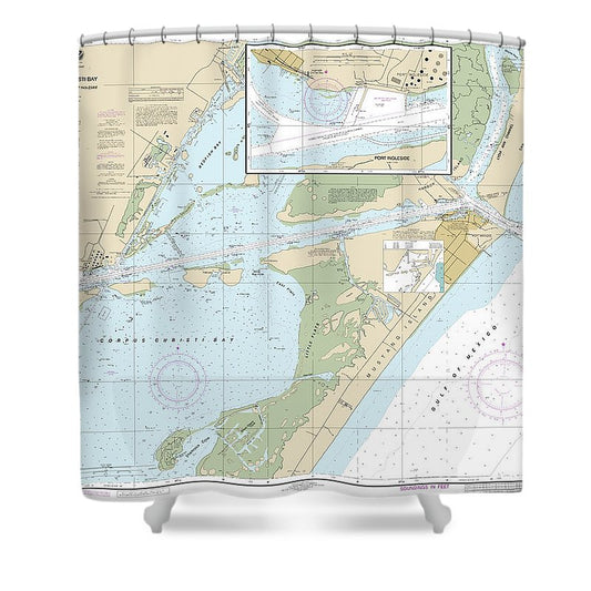 Nautical Chart 11312 Corpus Christi Bay Port Aransas Port Ingleside Shower Curtain