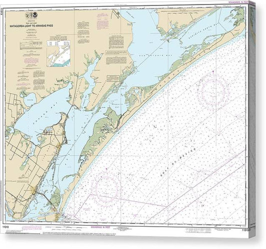 Nautical Chart-11313 Matagorda Light-Aransas Pass Canvas Print