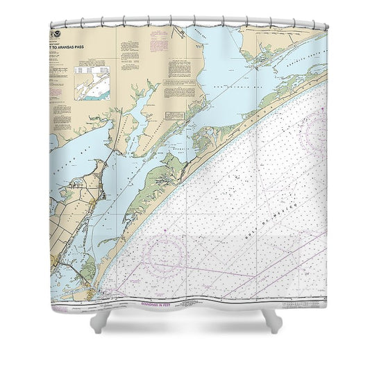 Nautical Chart 11313 Matagorda Light Aransas Pass Shower Curtain