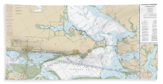 Nautical Chart-11314 Intracoastal Waterway Carlos Bay-redfish Bay, Including Copano Bay - Bath Towel