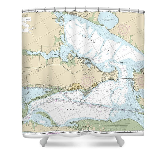 Nautical Chart 11314 Intracoastal Waterway Carlos Bay Redfish Bay, Including Copano Bay Shower Curtain