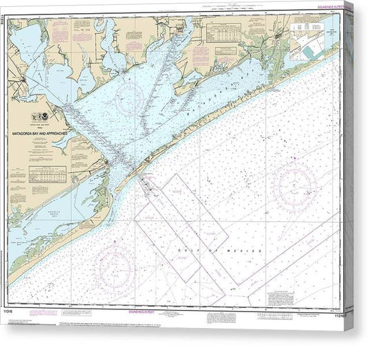 Nautical Chart-11316 Matagorda Bay-Approaches Canvas Print