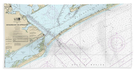Nautical Chart-11316 Matagorda Bay-approaches - Bath Towel