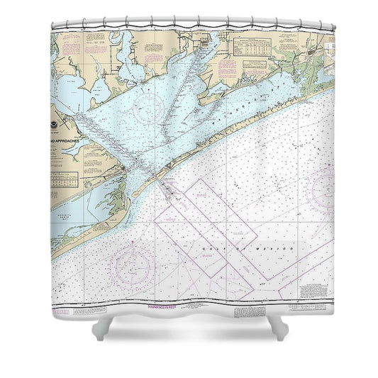 Nautical Chart 11316 Matagorda Bay Approaches Shower Curtain
