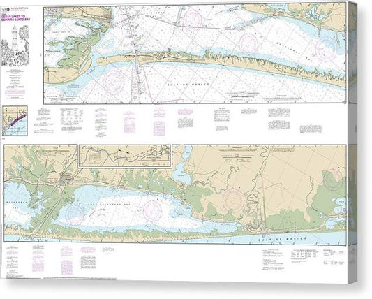 Nautical Chart-11319 Intracoastal Waterway Cedar Lakes-Espiritu Santo Bay Canvas Print