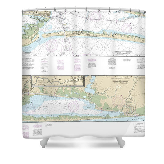Nautical Chart 11319 Intracoastal Waterway Cedar Lakes Espiritu Santo Bay Shower Curtain