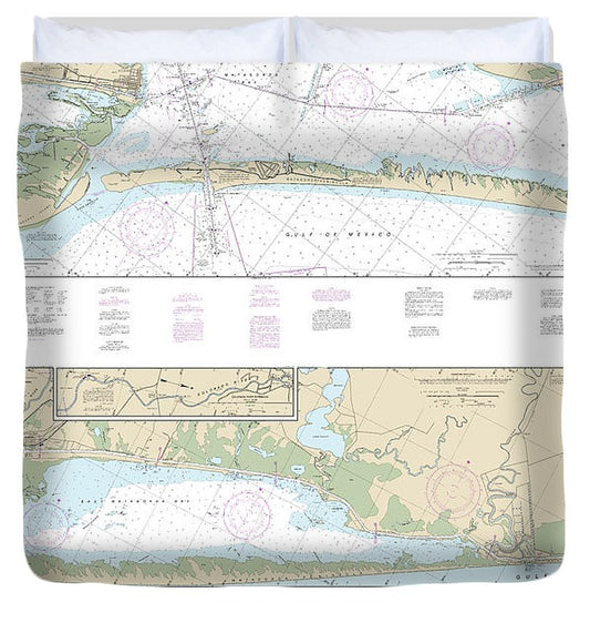 Nautical Chart 11319 Intracoastal Waterway Cedar Lakes Espiritu Santo Bay Duvet Cover