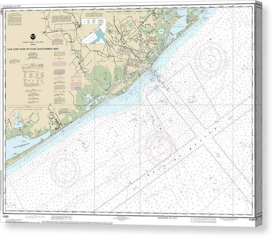 Nautical Chart-11321 San Luis Pass-East Matagorda Bay Canvas Print